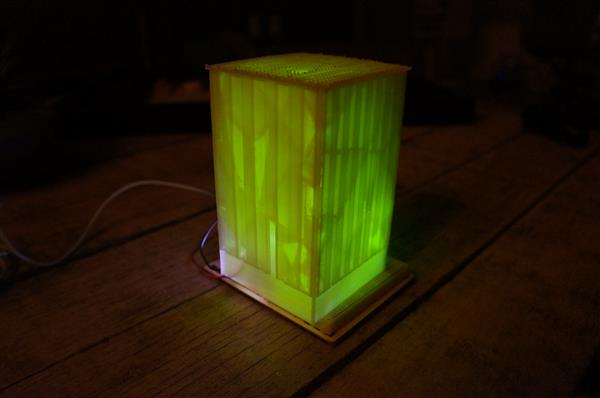 3D printed Twitter Mood Lamp changes colors to match the mood of the city of Denver