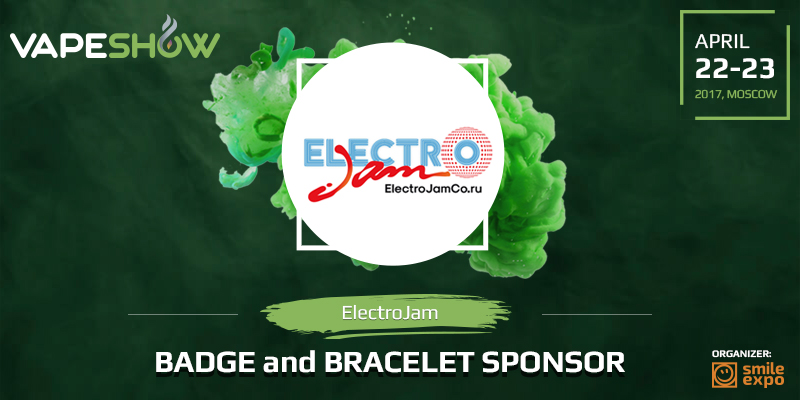 E-liquids, badges, bracelets. ElectroJam Co – sponsor of VAPESHOW Moscow