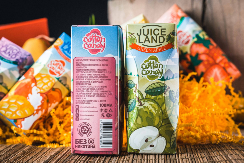 Упаковка и внешний вид жижек Juice Land