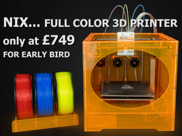 NixTek разработала недорогой настольный 3D-принтер для цветной печати