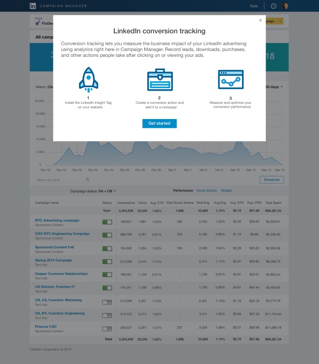 Now LinkedIn allows to monitor conversion 